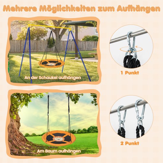 COSTWAY Nestschommel voor buiten, kinderschommel, boomschommel