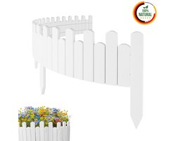 Floranica Flexibele Borderrand Gazonrand Perkrand 2 m x 20 cm Wit Bloembedrand hout geïmpregneerd Palissade Rolboord Omheining voor tuin