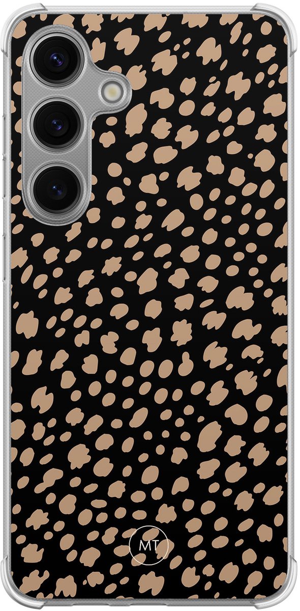 Hoesje (shockproof) geschikt voor Samsung Galaxy S24 - Savannah spots - Extra sterke case - TPU/polycarbonaat - Gestipt - Zwart, Bruin, Transparant