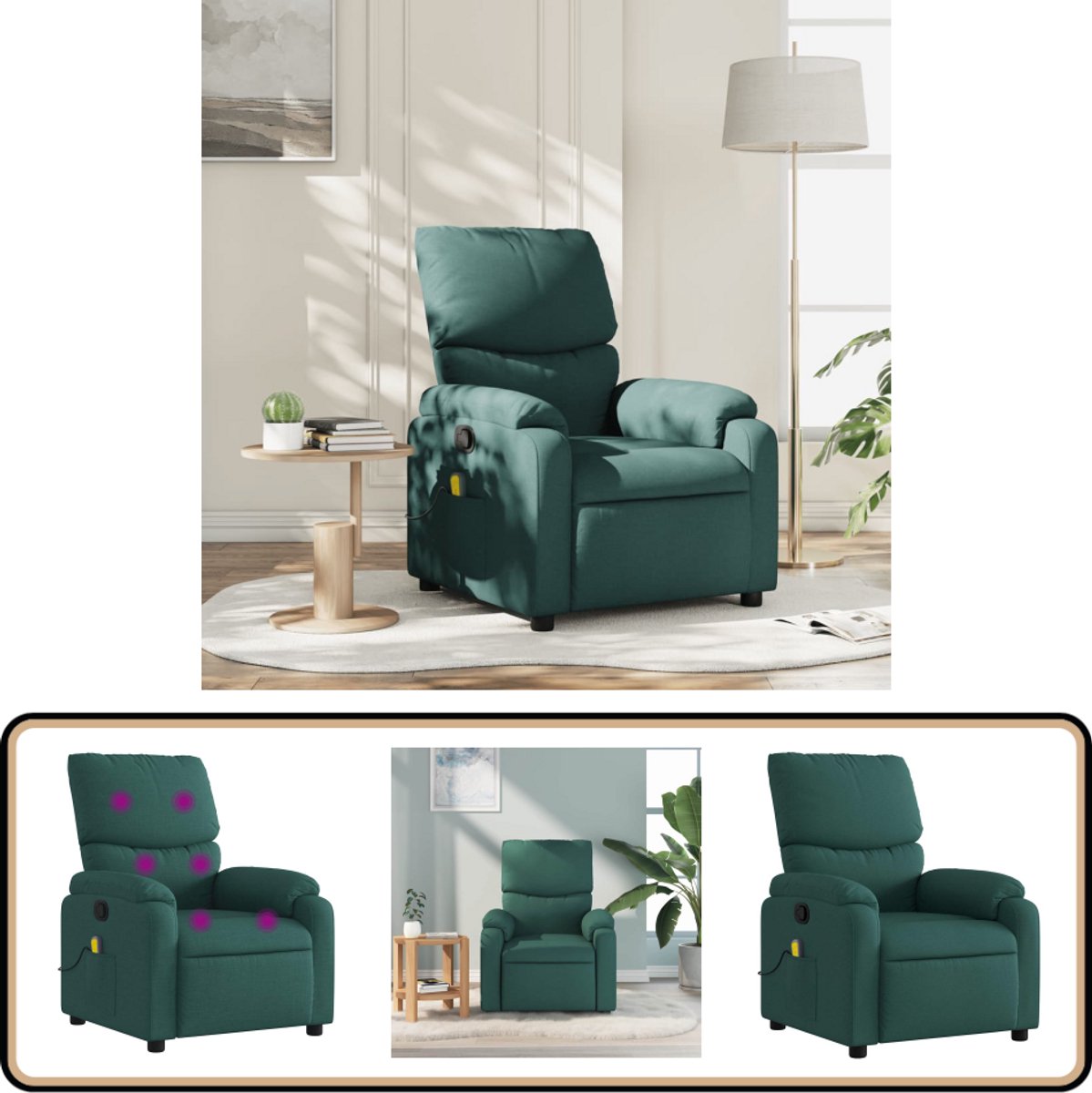 vidaXL Verstelbare Massagestoel Donkergroen Ergonomisch - Product - €246,95