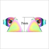 Aramat jewels ® - Regenboog zweerknopjes driehoek dicht oorbellen chirurgisch staal 7mm
