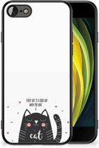 Mobiel TPU Hard Case iPhone 7/8/SE 2020/2022 Telefoon Hoesje met Zwarte rand Cat Good Day