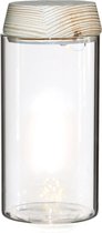 Glazen cilinder met LED in houten deksel 18cm hoog (1 st.)