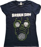 Green Day - Green Mask Dames T-shirt - XS - Blauw