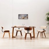 Decoways - Eetkamerstoelen 4 stuks gebogen hout en kunstleer crème