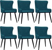 Decoways - Eetkamerstoelen 6 stuks fluweel blauw