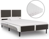 Decoways - Bed met matras kunstleer grijs en wit 90x200 cm