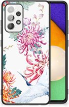 Smartphonehoesje Customize Geschikt voor Samsung Galaxy A52 | A52s (5G/4G) GSM Hoesje met Zwarte rand Bird Flowers