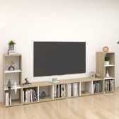 Decoways - Tv-meubelen 4 stuks 107x35x37 cm spaanplaat wit sonoma eikenkleur