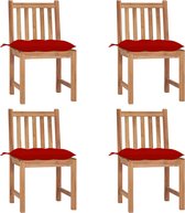 Decoways - Tuinstoelen 4 stuks met kussens massief teakhout