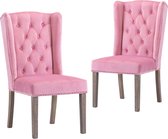 Decoways - Eetkamerstoelen 2 stuks fluweel roze