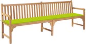 Decoways - Tuinbank met heldergroen kussen 240 cm massief teakhout