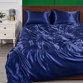 Luxe Dekbedovertrek Set - Donker Blauw - 220cm × 240cm - 1 dekbedden - 2 kussenslopen - Slapen - Slaapkamer - Beddengoed - Hoeslaken