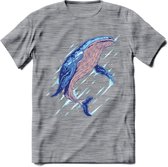 Dieren T-Shirt | Walvis shirt Heren / Dames | Wildlife whale cadeau - Donker Grijs - Gemaleerd - S