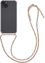 kwmobile telefoonhoesje compatibel met Apple iPhone 13 - Hoesje met koord - Back cover in transparant / roze / paars / geel