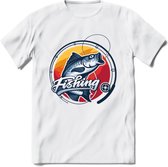 Fishing - Vissen T-Shirt | Grappig Verjaardag Vis Hobby Cadeau Shirt | Dames - Heren - Unisex | Tshirt Hengelsport Kleding Kado - Wit - XXL