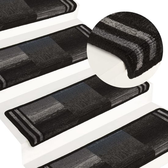 vidaXL Trapmatten zelfklevend 15 st 65x25 cm zwart en grijs