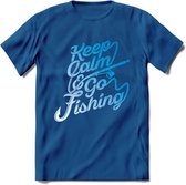 Keeo Calm Go Fishing - Vissen T-Shirt | Grappig Verjaardag Vis Hobby Cadeau Shirt | Dames - Heren - Unisex | Tshirt Hengelsport Kleding Kado - Donker Blauw - XXL