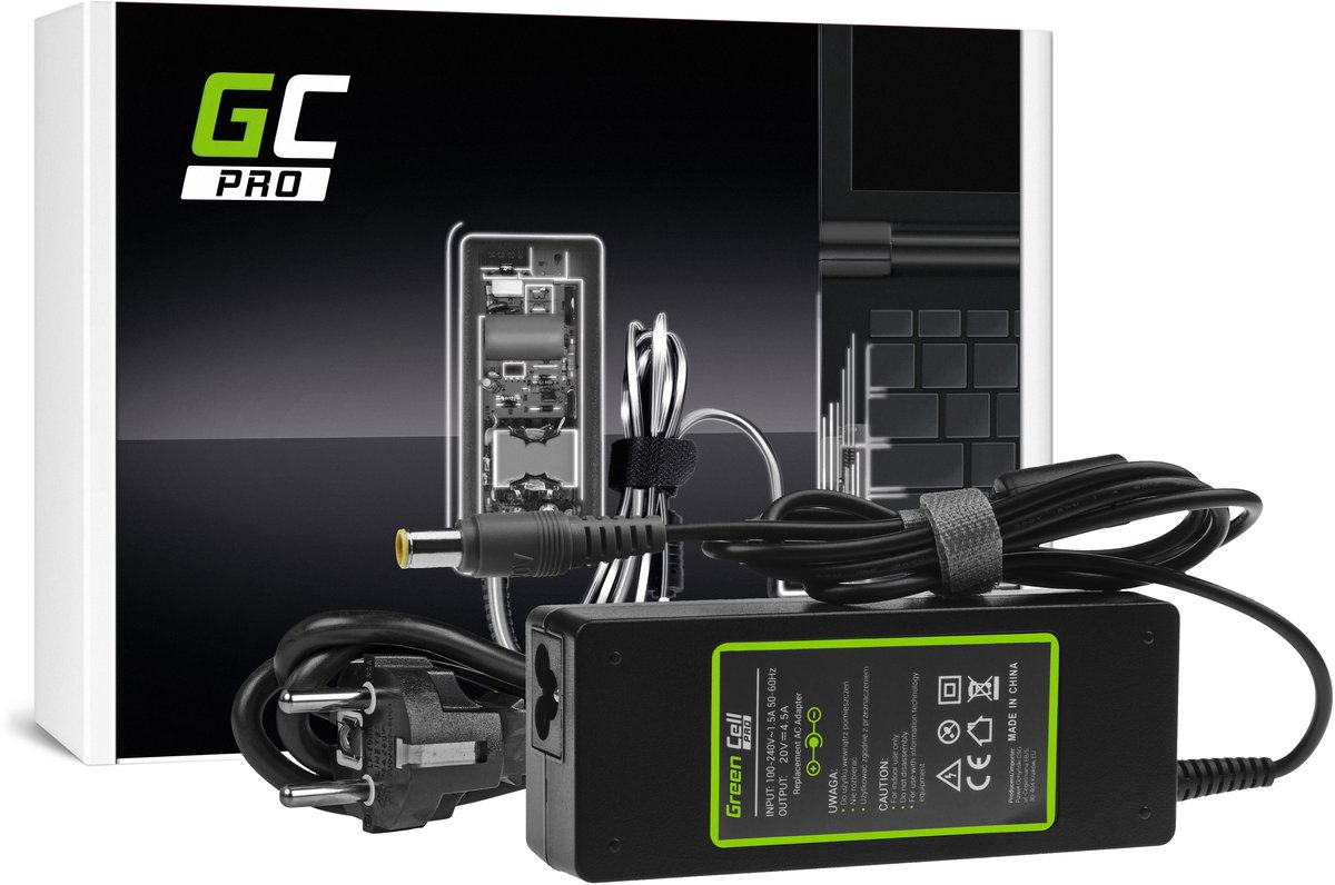Image of GREEN CELL PRO Oplader AC Adapter voor Lenovo ThinkPad T410 T420 T510 T520 T530 T60 T61 R60 R61 W510 W520 X201 20V 4.5A 90W