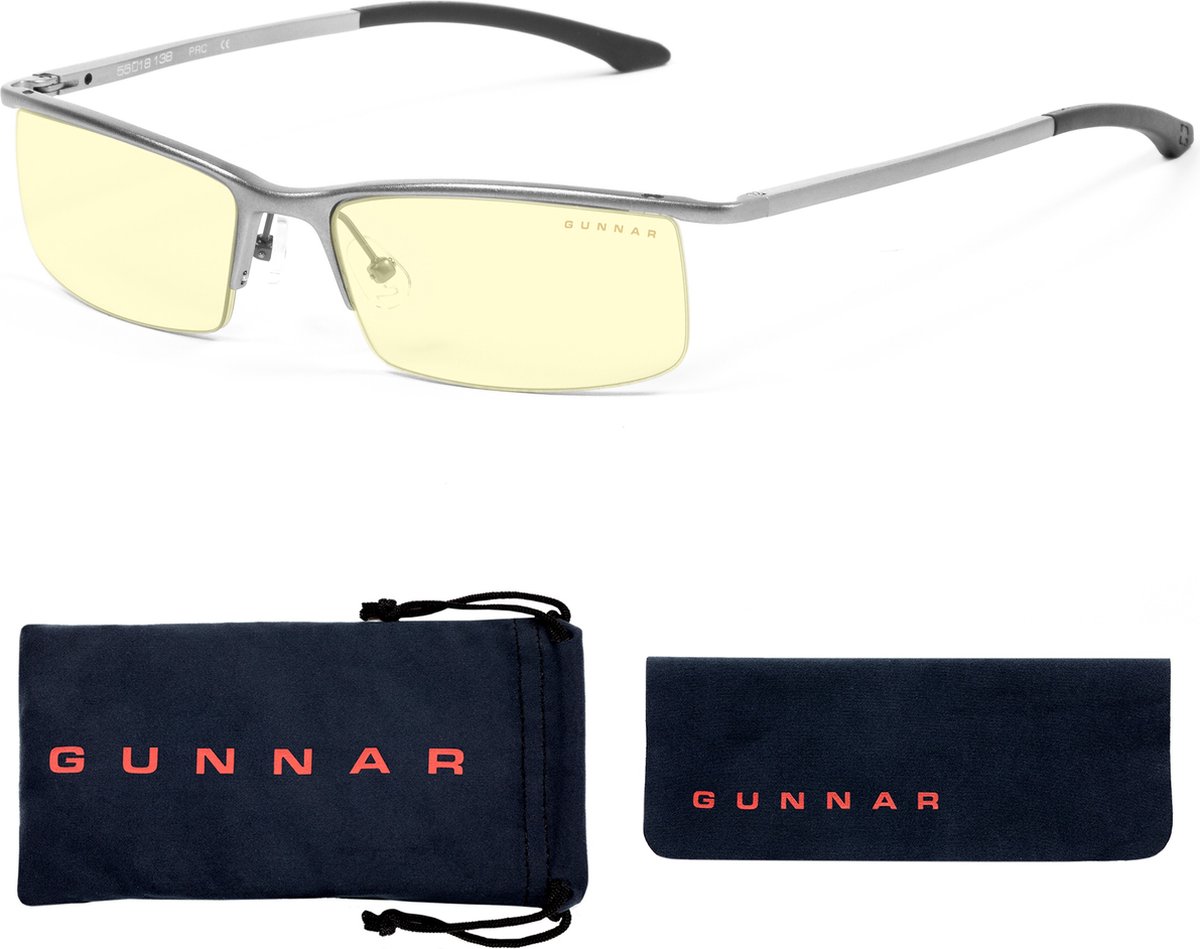 GUNNAR Gaming- en Computerbril - Ellipse, Silver Frame, Amber Tint - Blauw Licht Bril, Beeldschermbril, Blue Light Glasses, Leesbril, UV Filter