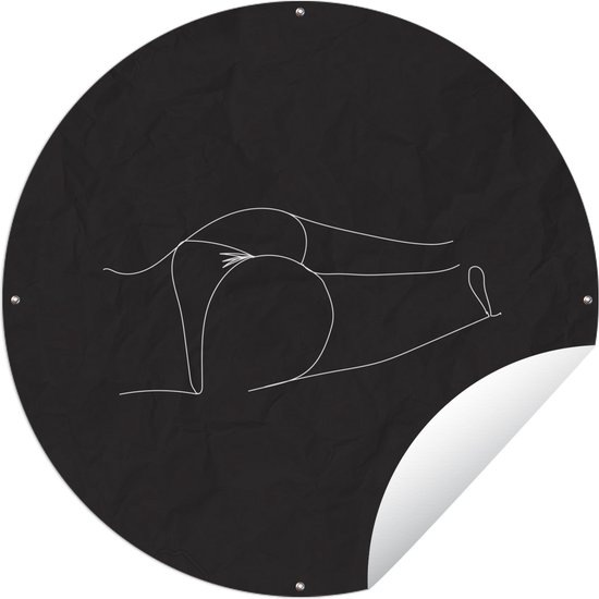 Tuincirkel Vrouw - Line art - Lichaam - 60x60 cm - Ronde Tuinposter - Buiten