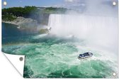 Muurdecoratie Een boot bij de Niagara Falls - 180x120 cm - Tuinposter - Tuindoek - Buitenposter