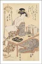 Walljar - Utagawa Kuniyoshi - Courtisane Ogiya - Muurdecoratie - Poster met lijst