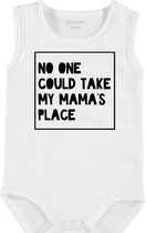 Baby Rompertje met tekst 'No one could take my mama's place' | mouwloos l | wit zwart | maat 62/68 | cadeau | Kraamcadeau | Kraamkado