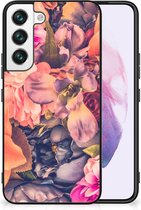 Hoesje Super als Moederdag Cadeau Geschikt voor Samsung Galaxy S22 Telefoontas met Zwarte rand Bosje Bloemen