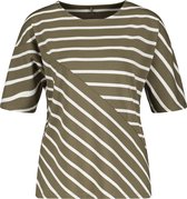 GERRY WEBER Dames Shirt met 3/4-mouwen en strepen Grün/Ecru/Weiss Ringel-36