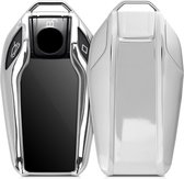 kwmobile autosleutelhoes voor BMW Display Key autosleutel - TPU beschermhoes in hoogglans zilver