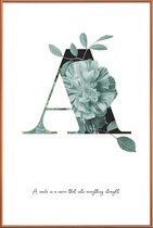JUNIQE - Poster met kunststof lijst Flower Alphabet - A -40x60