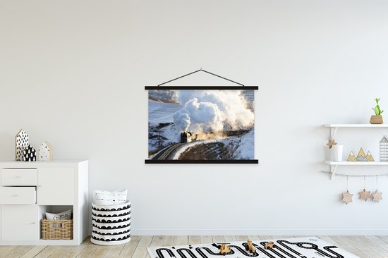 Une locomotive à vapeur avec beaucoup d'affiche textielposter à vapeur 150x100 cm