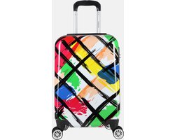 Decent Forenza Handbagage koffer lichtgewicht - Reiskoffer trolley – Koffer met print - Reis rolkoffer met wieltjes - Reistrolley op wielen - Luggage suitcase - 55x35x25 cm - Bagage 55 cm - Cubes