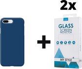 Siliconen Backcover Hoesje iPhone 6 Plus/6s Plus Blauw - 2x Gratis Screen Protector - Telefoonhoesje - Smartphonehoesje