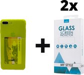 Crystal Backcase Transparant Shockproof Met Pasjeshouder Hoesje iPhone 6 Plus/6s Plus Geel - 2x Gratis Screen Protector - Telefoonhoesje - Smartphonehoesje