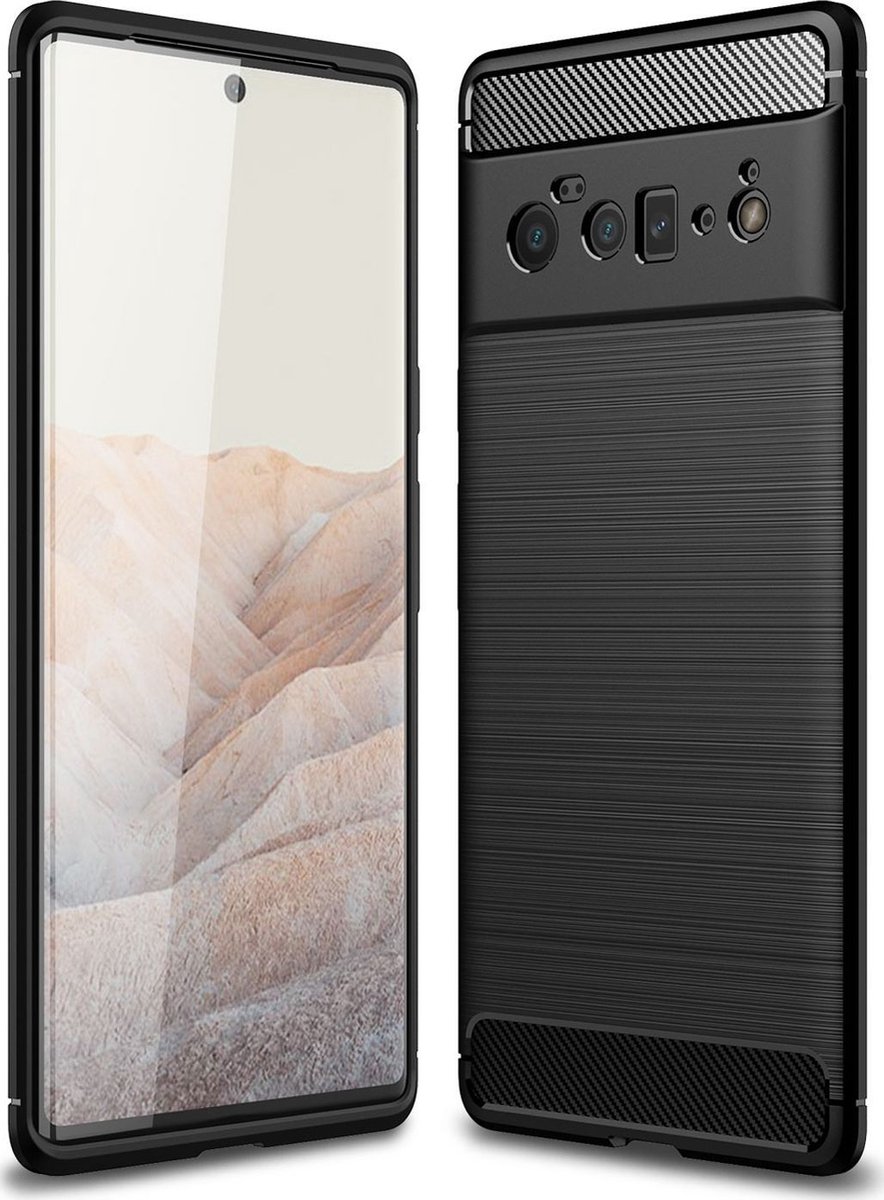 Mobigear Hoesje geschikt voor Google Pixel 6 Pro Telefoonhoesje Flexibel TPU | Mobigear Brushed Slim Backcover | Pixel 6 Pro Case | Back Cover - Zwart