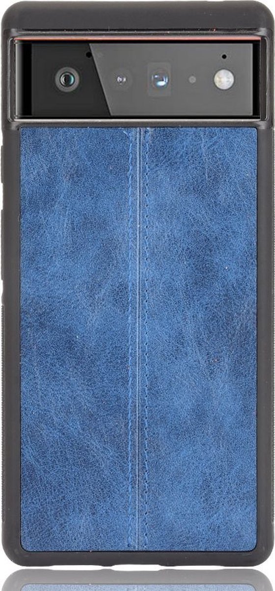 Mobigear Hoesje geschikt voor Google Pixel 6 Pro Telefoonhoesje | Mobigear Stitch Backcover | Pixel 6 Pro Case | Back Cover - Blauw