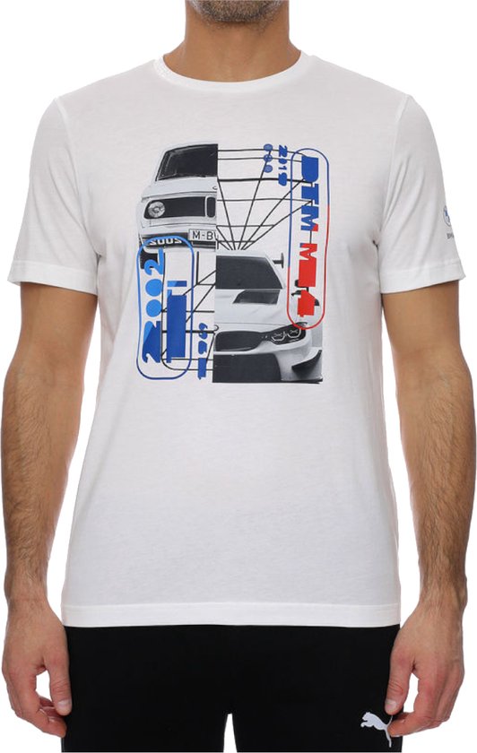 Puma BMW Motorsport Graphic Tee 531194-02, Homme, Wit, T-shirt, Taille : XS