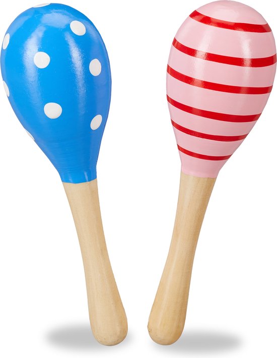 Relaxdays sambaballen set van 2 voor kinderen maracas rammelaar