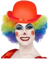 Ensemble costume de Clown perruque colorée avec chapeau melon rouge - Costumes et accessoires clowns carnaval