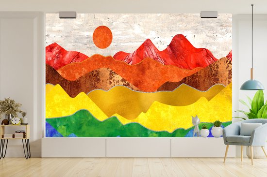 Behang - Fotobehang Pride - Regenboog - Marmer - Breedte 525 cm x hoogte 350 cm