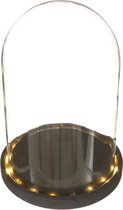 Glazen LED stolp Ø17cm met zwart houten basis (1 st.)