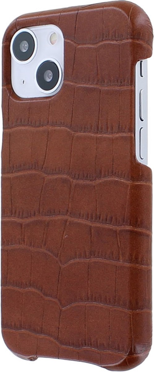 iPhone 13 Mini Backcase hoesje - Graffi - Croco Cognac (Croco) - Leer
