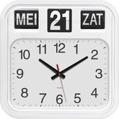 Fysic FK950 - Horloge murale analogique extralarge avec jour et date, blanche