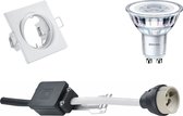 LED Spot Set - GU10 Fitting - Inbouw Vierkant - Mat Wit - Kantelbaar 80mm - Philips - CorePro 827 36D - 5W - Warm Wit 2700K - Dimbaar - BES LED