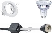 LED Spot Set - GU10 Fitting - Inbouw Rond - Mat Wit - Kantelbaar Ø83mm - Philips - SceneSwitch 827 36D - 1.5W-5W - Warm Wit 2200K-2700K - Dimbaar