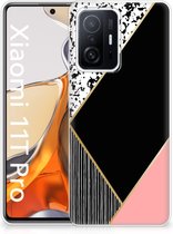 Telefoonhoesje Xiaomi 11T | 11T Pro TPU Silicone Hoesje Black Pink Shapes