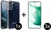 Samsung S22 Plus/Pro Hoesje - Samsung Galaxy S22 Plus/Pro hoesje shock proof case transparant cover - 3x Samsung S22 Plus/Pro Screenprotector