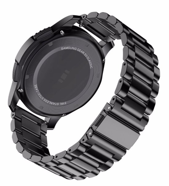 Horlogeband - Metaal Schakel - 20mm - Zwart - Merkloos